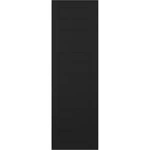 12 in. x 37 in. PVC True Fit Horizontal Slat Framed Modern Style Fixed Mount Board and Batten Shutters Pair in Black