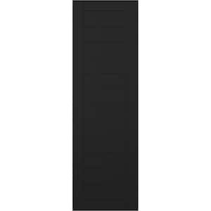 12 in. x 38 in. PVC True Fit Horizontal Slat Framed Modern Style Fixed Mount Board and Batten Shutters Pair in Black