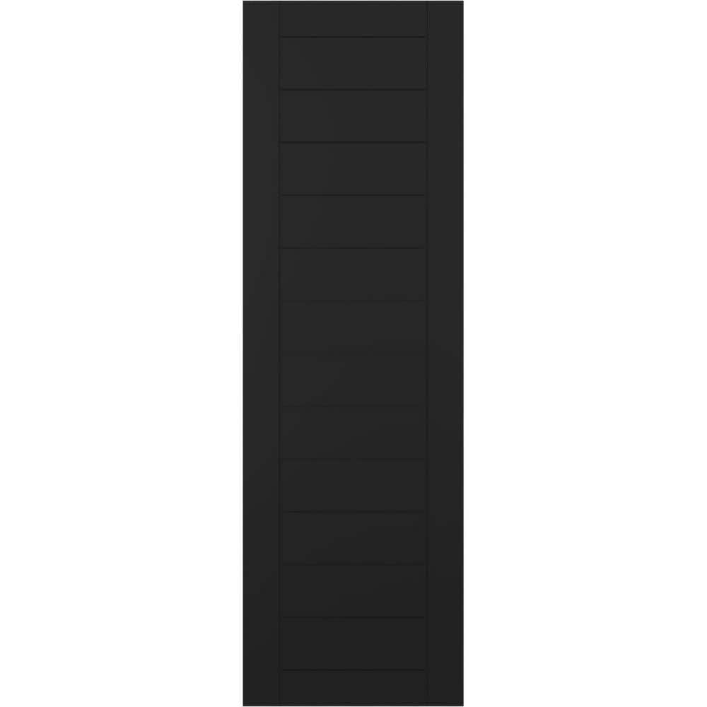 18 in. x 55 in. PVC True Fit Horizontal Slat Framed Modern Style Fixed Mount Board and Batten Shutters Pair in Black price history on PriceWatchPro