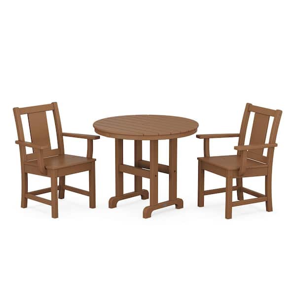 Prairie Teak 3-Piece Plastic Farmhouse Outdoor Bistro Set