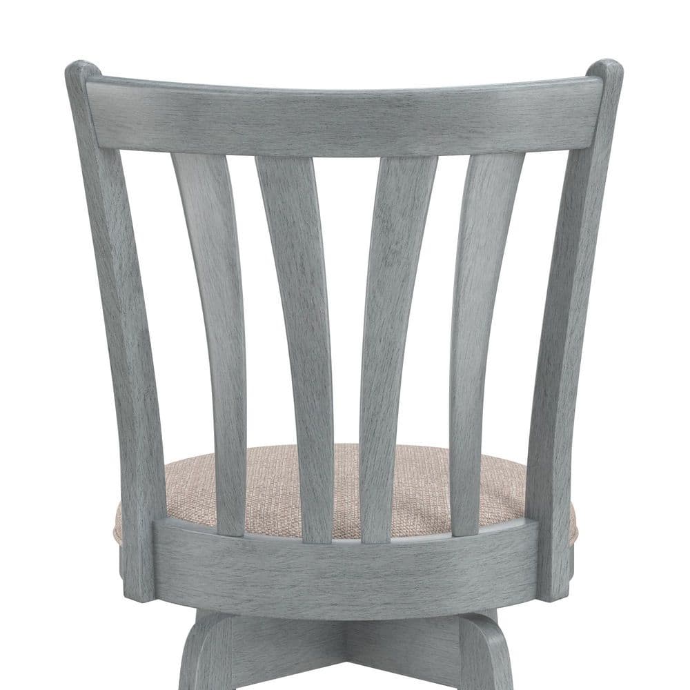 37" Blue Wire Brush Swivel Wood Counter Stool