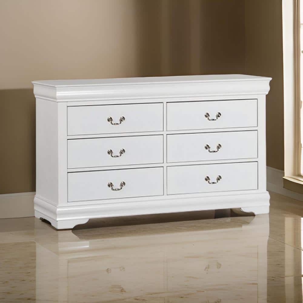 White and Nickel 6-Drawer 58.5 in. Dresser Without Mirror price history on PriceWatchPro