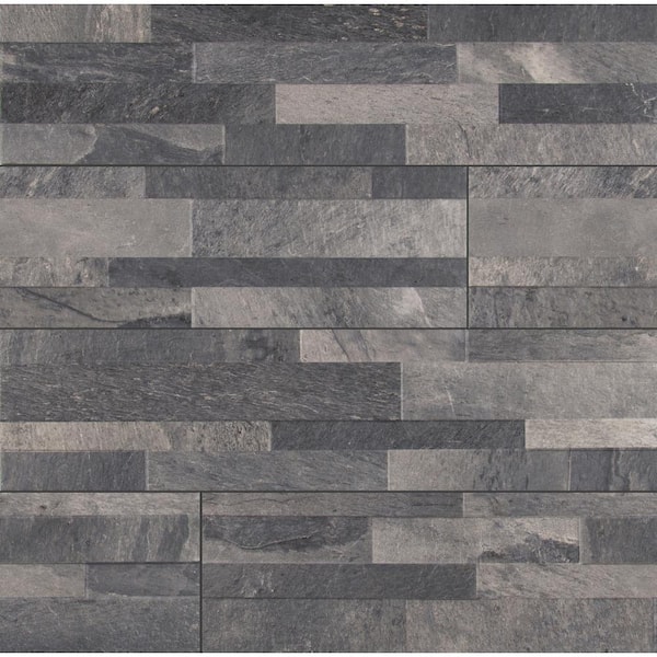 MSI Take Home Tile Sample - Ardesia Black Ledger Panel 4 in. x 4 in. Matte Porcelain Wall Tile