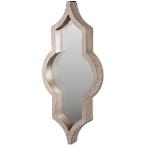 HomeRoots Mariana 34.05 in. x 2.95 in. Classic Irregular Framed Brown Vanity Mirror