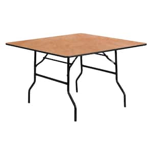 48 in. Natural Wood Tabletop Metal Frame Folding Table