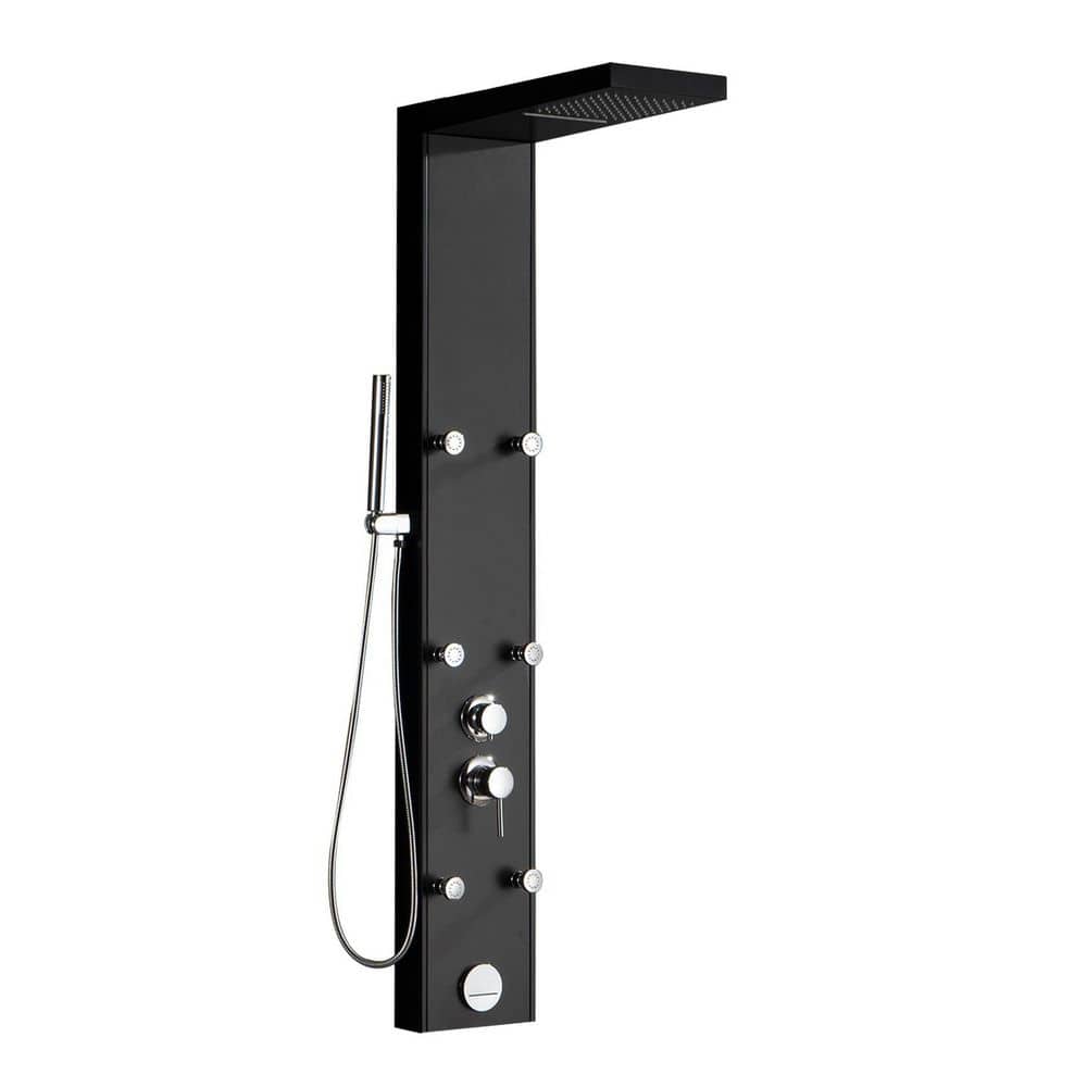 4-in-1, 6-Jet Shower Tower with Rainfall Shower Head in Black and Chrome price history on PriceWatchPro