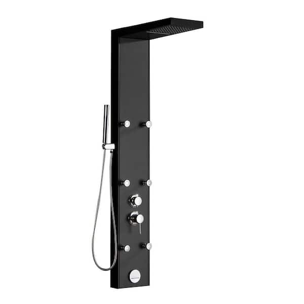 Single Handle 6-Spray Shower Faucet 2.5 GPM with Adjustable Flow Rate in Marble Finish-Matte Black