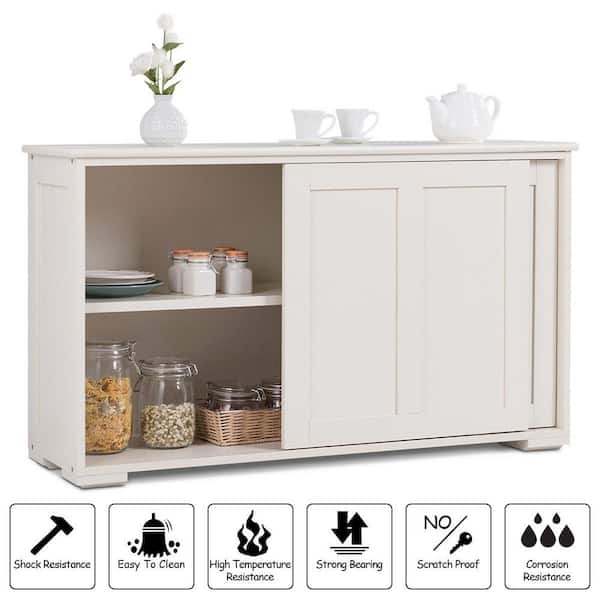 WAMPAT Home Storage Cabinet with Doors and Sliding Drawer Bathroom White  Wooden Free-Standing Cupboard with Adjustable Shelf W18N4063W-HD - The Home  Depot