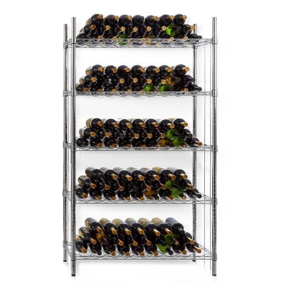 Seville Classics Chrome 5Tier 120 Bottle Freestanding Steel Wire Wine