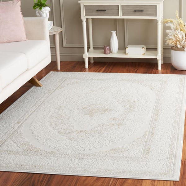 Hanna Taupe/Ivory 9 ft. x 12 ft. Ornate Medallion Area Rug