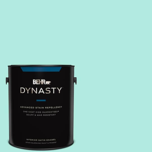 BEHR DYNASTY 1 gal. #MQ4-23 Aloha One Coat Hide Satin Enamel Interior Stain-Blocking Paint and Primer