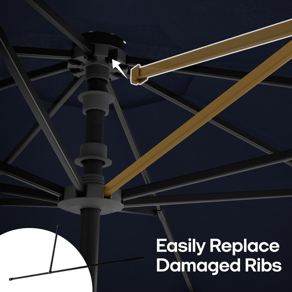 Navy Blue 9' Outdoor Patio Market Umbrella with Rib Replacement