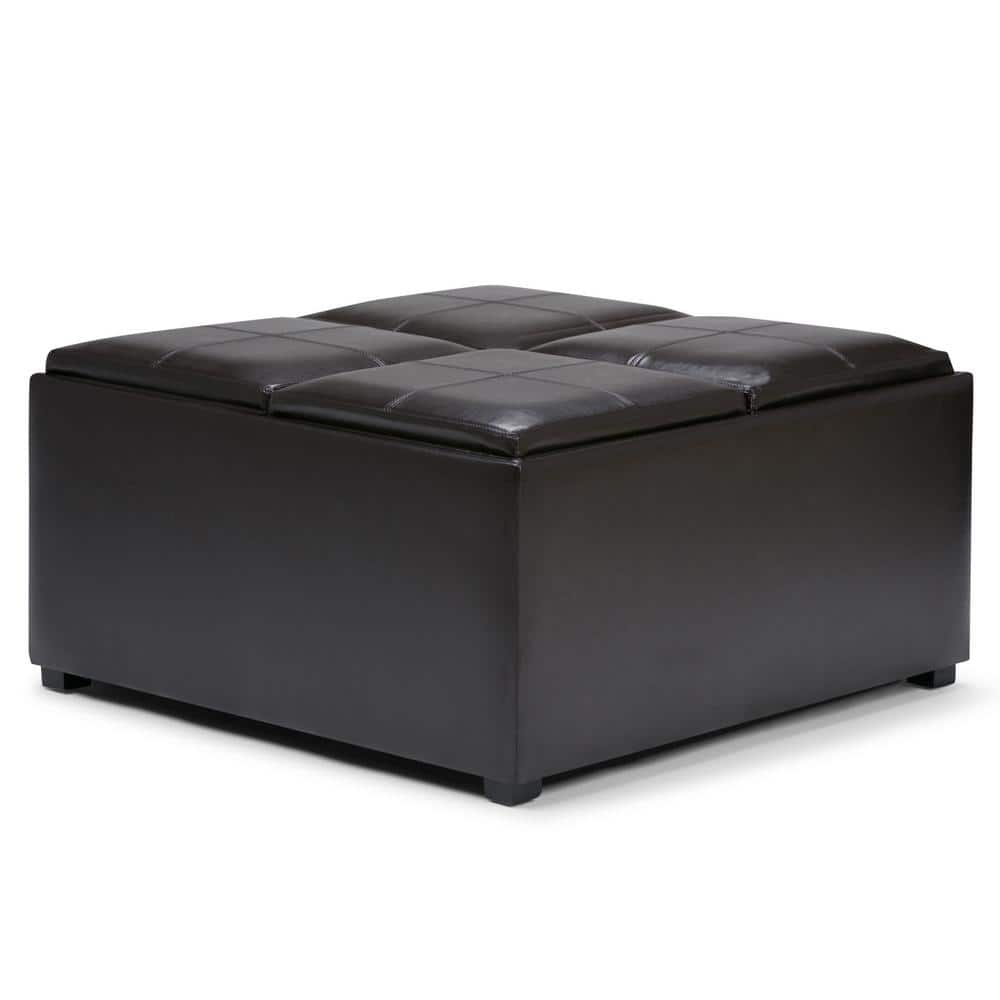 Avalon Square Tufted Cocktail Ottoman with Integrated Storage
