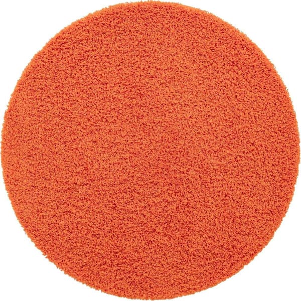 Solid Shag Tiger Orange 5 ft. 3 in. x 5 ft. 3 in. Area Rug