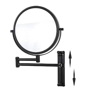 8 in. Black Wall Mounted 1X/10X Magnifying Makeup Vanity Mirror with Height Adjustable;360°Swivel;Extension Arm