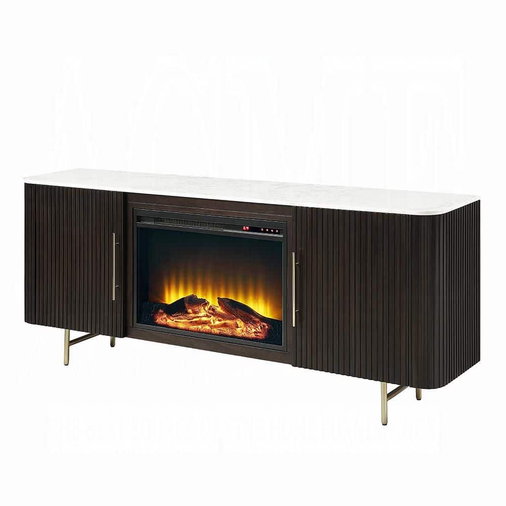 Tate 70 in. Freestanding Electric Fireplace in Natural Marble Top & Espresso price history on PriceWatchPro