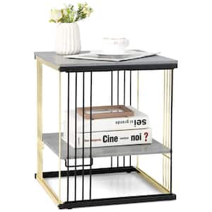 2-tier Side End Coffee Table Square Nightstand for Living Room Bedroom