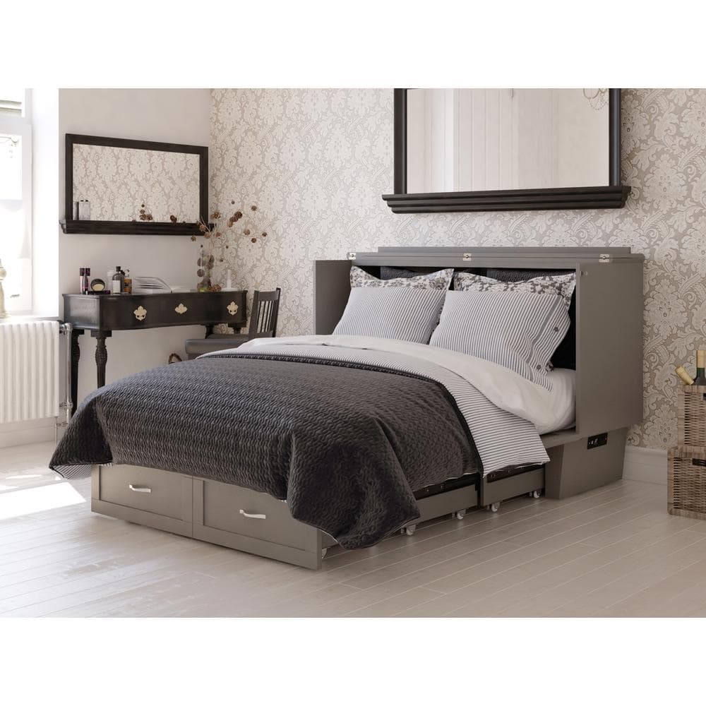 Espresso Queen Murphy Bed Chest with Single Drawer