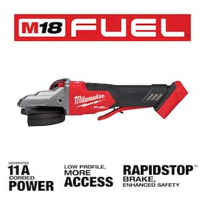 M18 FUEL 18-Volt Lithium-Ion Brushless Cordless 5 in. Flathead Braking Grinder with Paddle Switch No-Lock (2-Piece)