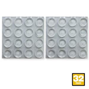1/2 in. Clear Soft Rubber Like Plastic Self-Adhesive Round Bumpers (32-Pack)