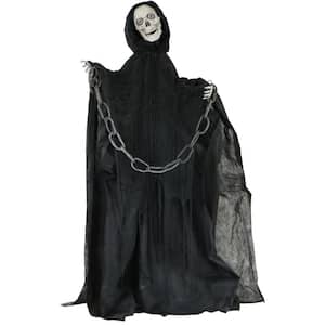 63 in. Talking Skeleton Reaper with Moving Mouth for Indoor or Outdoor Halloween Decoration, Battery-Operated, Thanatos