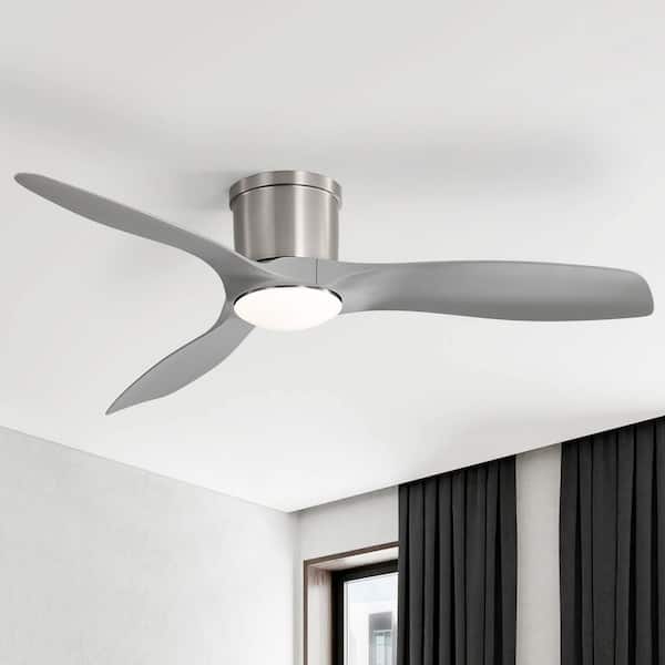 Sofucor 52 in. Indoor/Outdoor Modern Nickel Smart Ceiling Fan with Integrated LED Light, 6 Speed Remote and APP Control