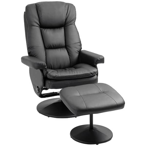 Manual Recliner Armchair PU Sofa Chair w/ Adjustable Leg Rest & 135°  Reclining