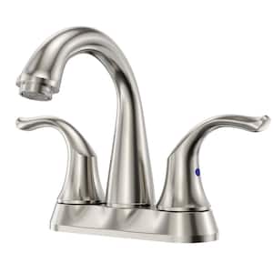 4 in. Centerset 2-Handle Bathroom Faucet with Drain Kit Included in Brushed Nickel