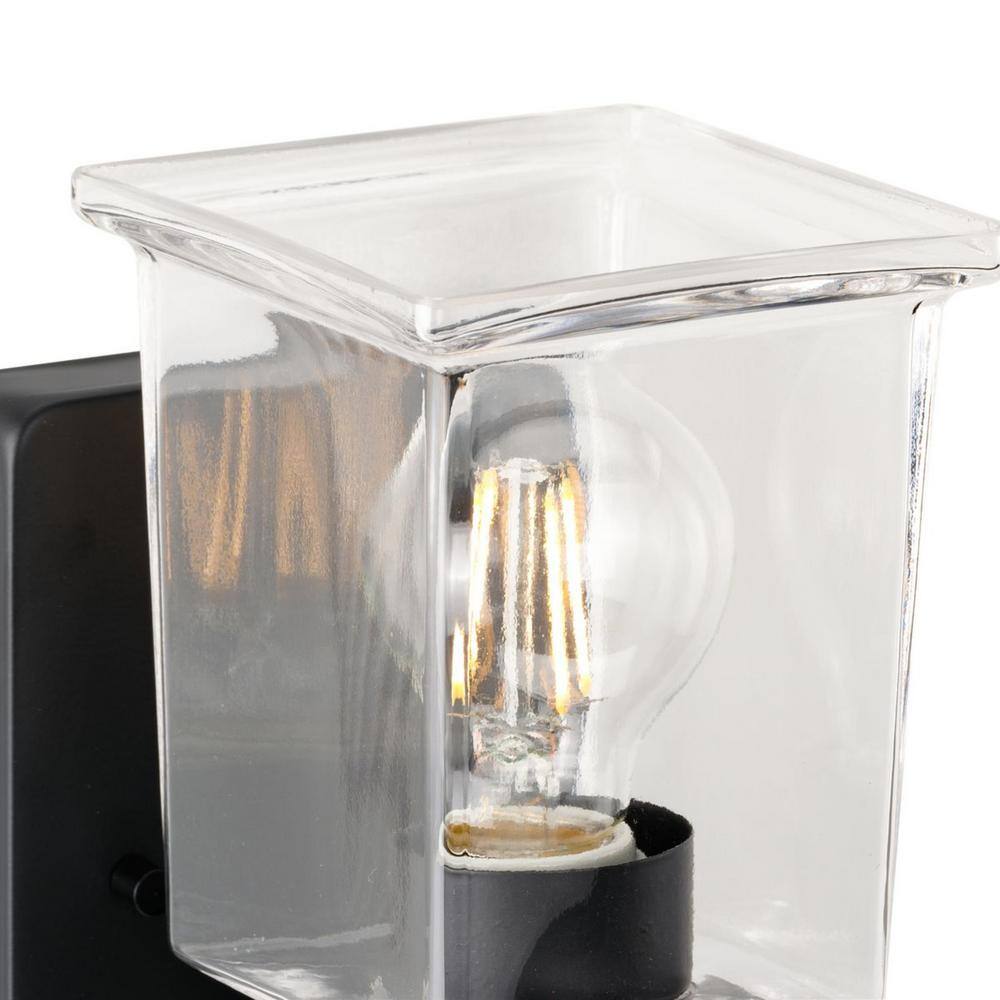 Gilmour Matte Black 7" Wall Sconce with Clear Glass Shade