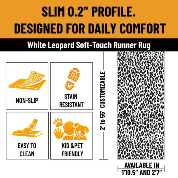 Stair Runner Rug 2 ft. x 15 ft.-Soft Area Runner for Hallway, Entryway, Living Room, Snow Leopard