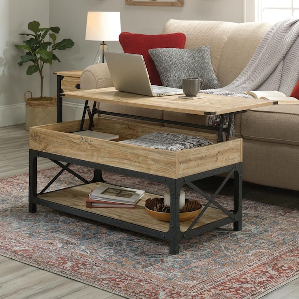 Sauder Steel River 42 In Milled, Large Lift Top Coffee Table With Storage