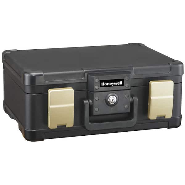 Honeywell 0.24 cu. ft. Molded Fire Resistant and Waterproof Portable Chest with Carry Handle, Key and Double Latch Lock