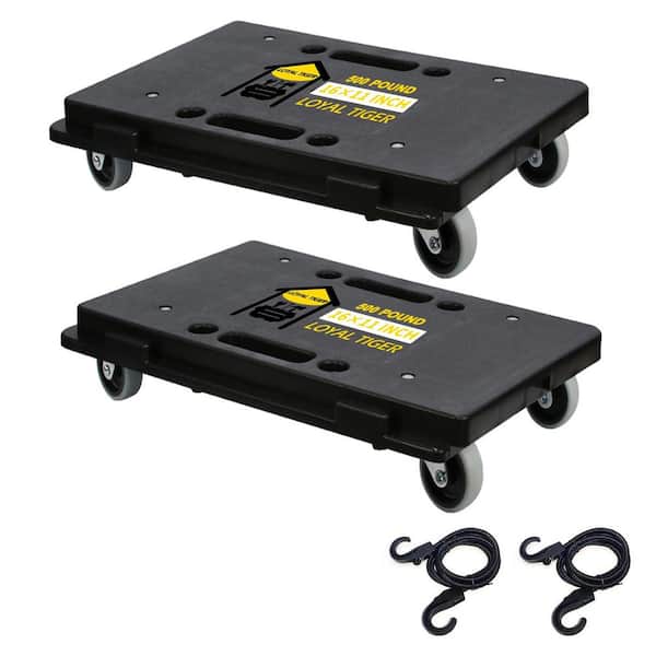 2-P Furniture Dolly, 500LB Capacity Each, Moving Dollies with 4-Wheels and 2-Ropes, Heavy Duty Flatbed Cart