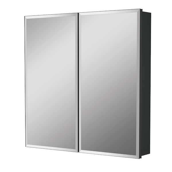 Moses 30 in. W x 30 in. H Rectangular Aluminum Medicine Cabinet with Mirror and Adjustable Shelves