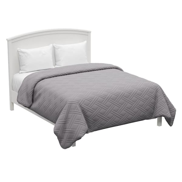Lavish Home Solid Silver Twin Bed Quilt, White Twin Bed Quilt