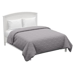 100% Polyester Gray Full/Queen Size Quilt Coverlet Basket Weave Quilted Lightweight Bedding