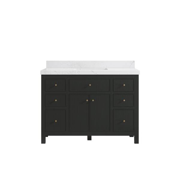 Willow Collections Sonoma 48 in. W x 22 in. D x 36 in. H Single Sink Bath Vanity in Black Top with 2" Empira Quartz Top