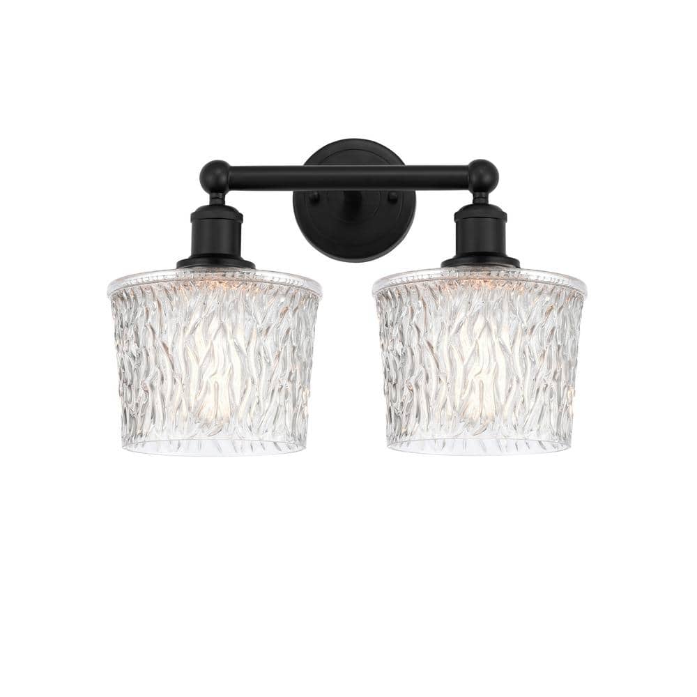 Niagra 15.5 in. 2 Light Matte Black, Clear Vanity Light with Clear Glass Shade price history on PriceWatchPro