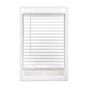 Smooth White Cordless Room Darkening Smooth Faux Wood Blinds with 2 in. Slats - 25 in. W x 48 in. L