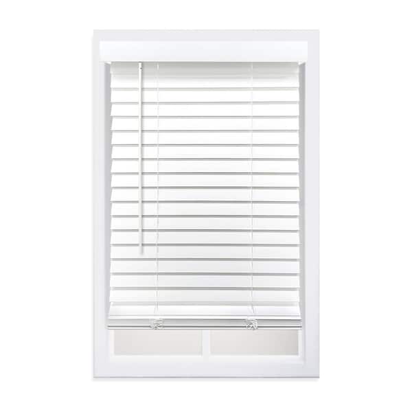 Perfect Lift Window Treatment Smooth White Cordless Room Darkening Smooth Faux Wood Blinds with 2 in. Slats - 42.5 in. W x 72 in. L