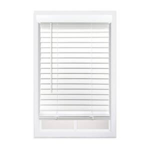Smooth White Cordless Room Darkening Smooth Faux Wood Blinds with 2 in. Slats - 52.75 in. W x 48 in. L