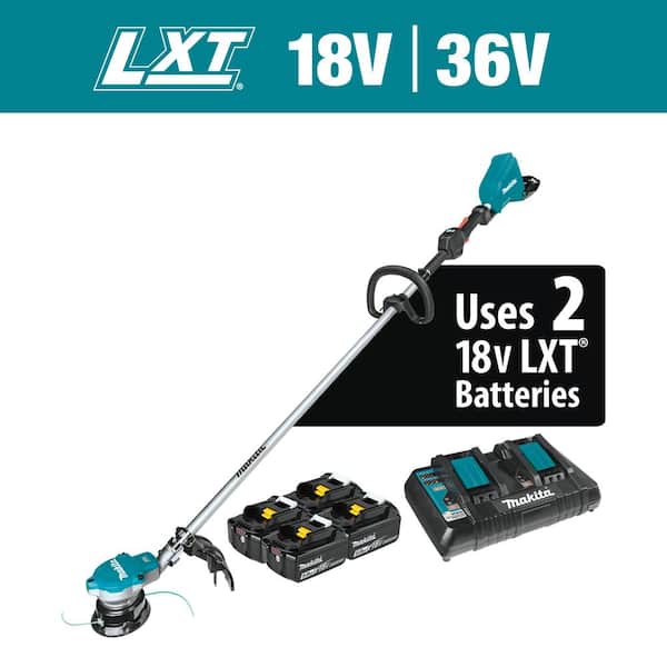 Makita LXT 18V X2 (36V) Lithium-Ion Brushless Cordless String Trimmer Kit with Four 5.0 Ah Batteries