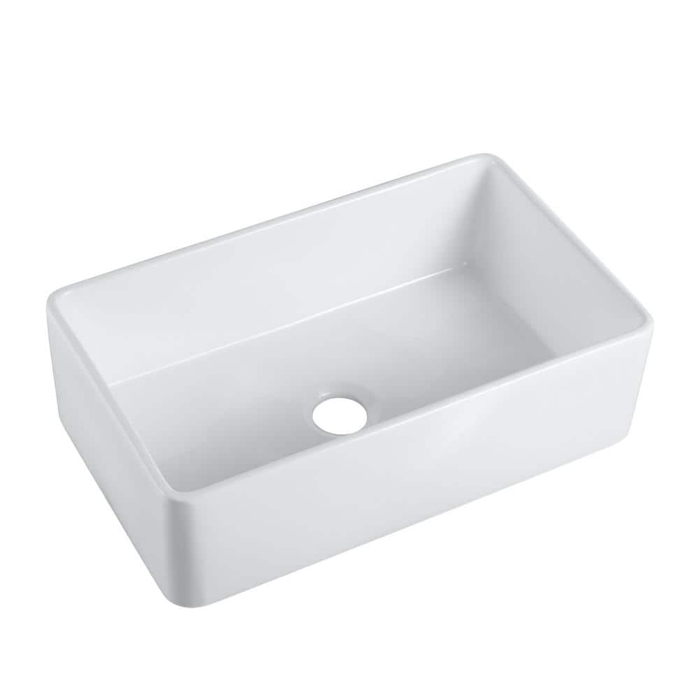 Altair Trento White Ceramic 33 in. Single Bowl Farmhouse Apron Kitchen ...