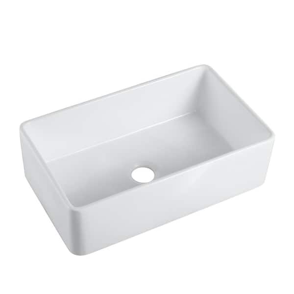 Altair Trento White Ceramic 33 in. Single Bowl Farmhouse Apron Kitchen Sink