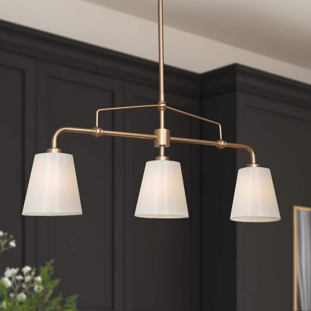 Uolfin Modern Farmhouse Gold Bedroom Chandelier, 25 in. 3-Light Kitchen ...