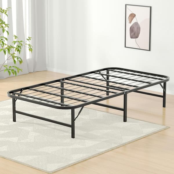 Foldable Twin Metal Platform Bed Frame (No Tool outlets Assembly)