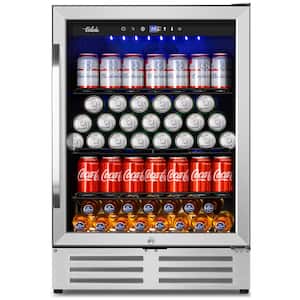 Weili 20 Inch Beverage Fridge with Glass Door, 120 Can Mini Fridge with  Blue LED Light for Soda Beer Wine, 36-50°F Under Counter Refrigerator and