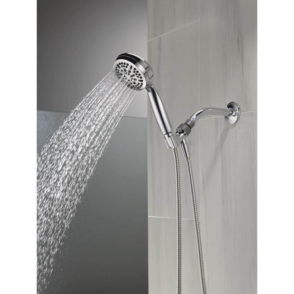 Chrome Adjustable Height Multi-Head Handheld Shower with Pulse