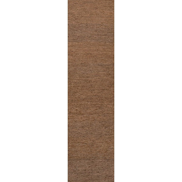 Griffin Rustic Farmhouse Woven Jute Solid Brown 2 ft. x 8 ft. Runner Rug