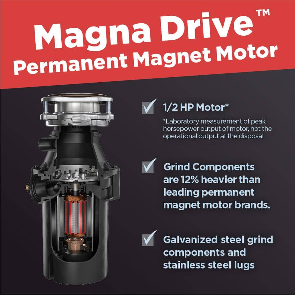 Amana 1/2 HP Black Continuous Feed Garbage Disposal with Cord